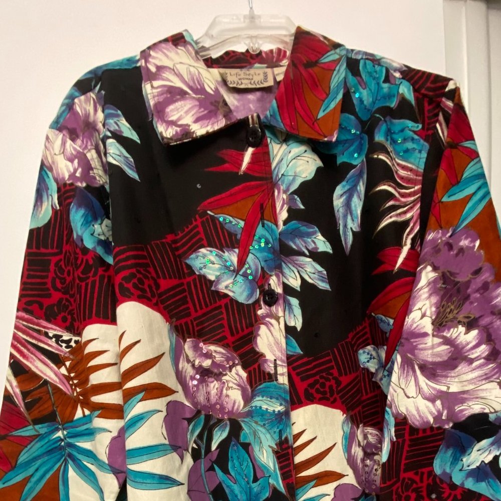 Lifestyle Woman 2X Tropical Floral Jacket